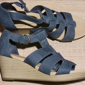 Brand new (never worn) Dr Scholl’s blue wedge sandals